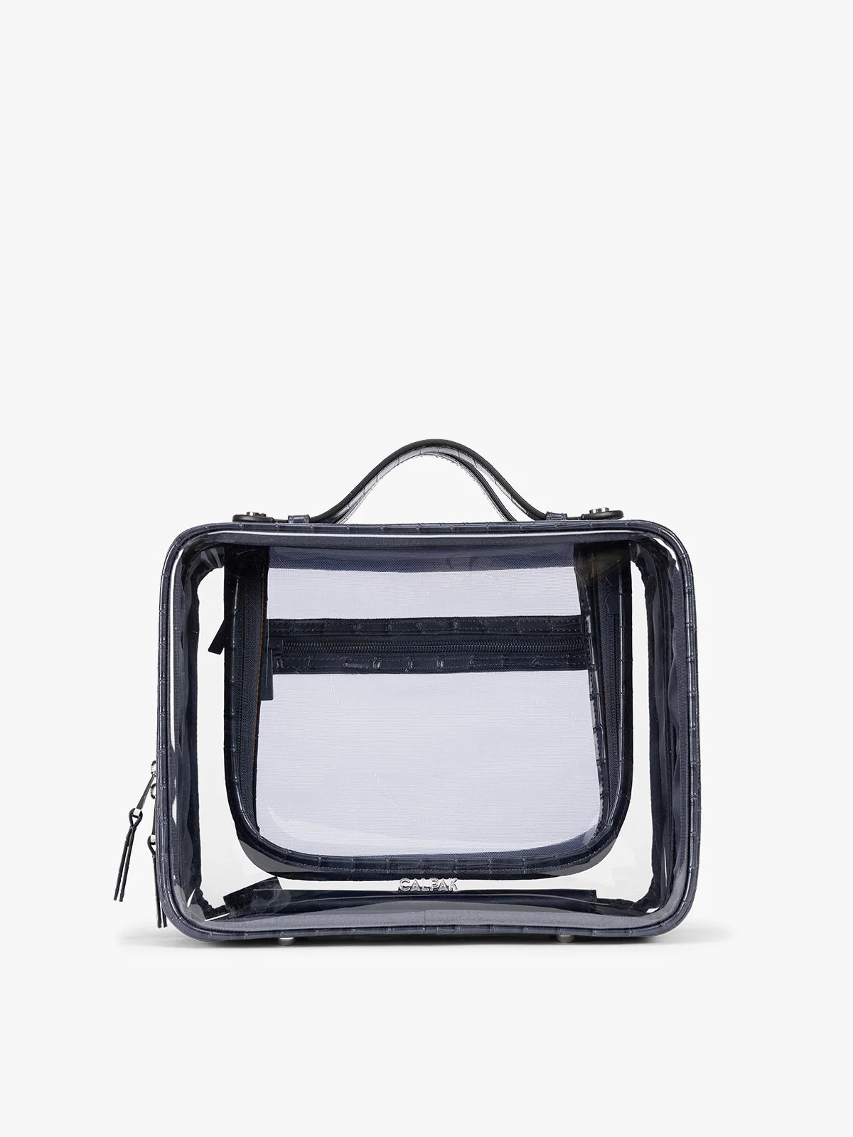 Large Clear Cosmetics Case in Croc-Embossed